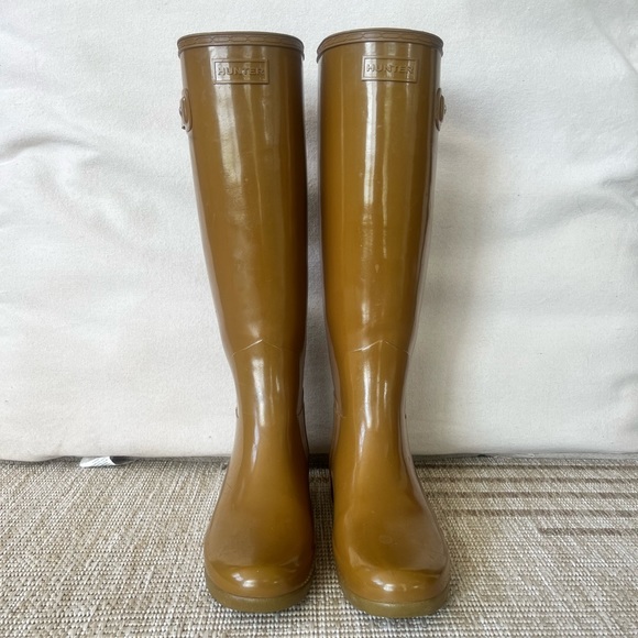 Women’s HUNTER ORIGINAL TALL Refined GLOSS  Rain Boots SIZE 8 Brown - Picture 6 of 13